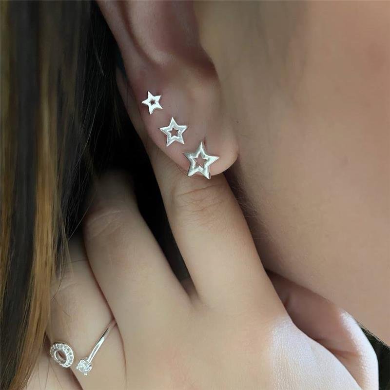 BRINCO PRATA 925 KIT TRIO ESTRELA