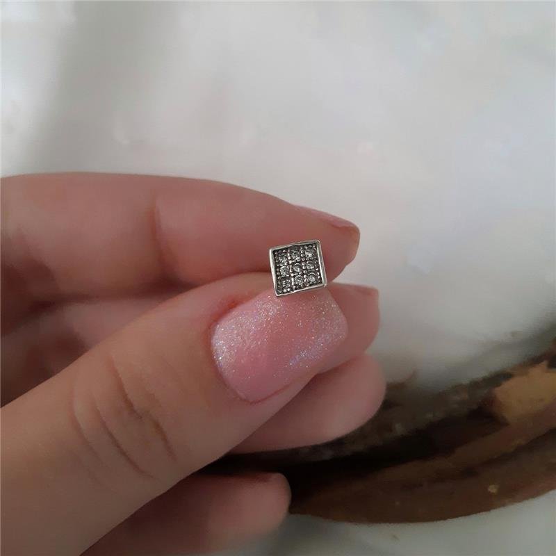 BRINCO PRATA 925 LOSANGO CRAVEJADO