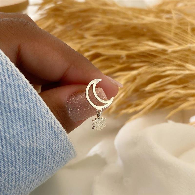 BRINCO PRATA 925 LUA COM ESTRELA