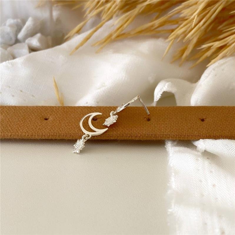 BRINCO PRATA 925 LUA COM ESTRELA