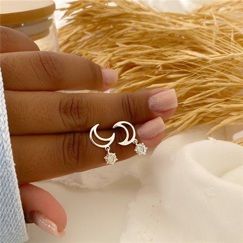 BRINCO PRATA 925 LUA COM ESTRELA