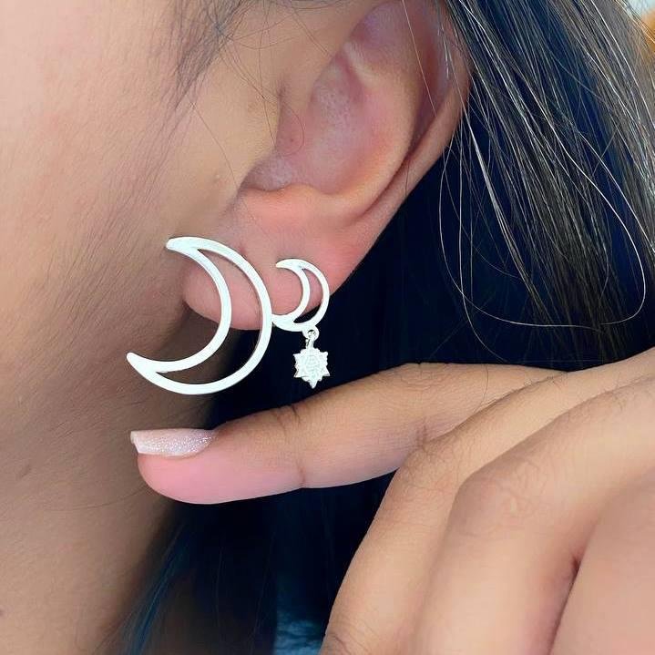 BRINCO PRATA 925 LUA COM ESTRELA