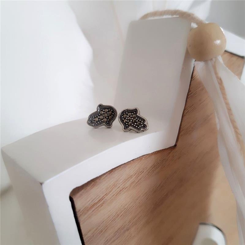 BRINCO PRATA 925 MÃO DE FÁTIMA COM PEDRA