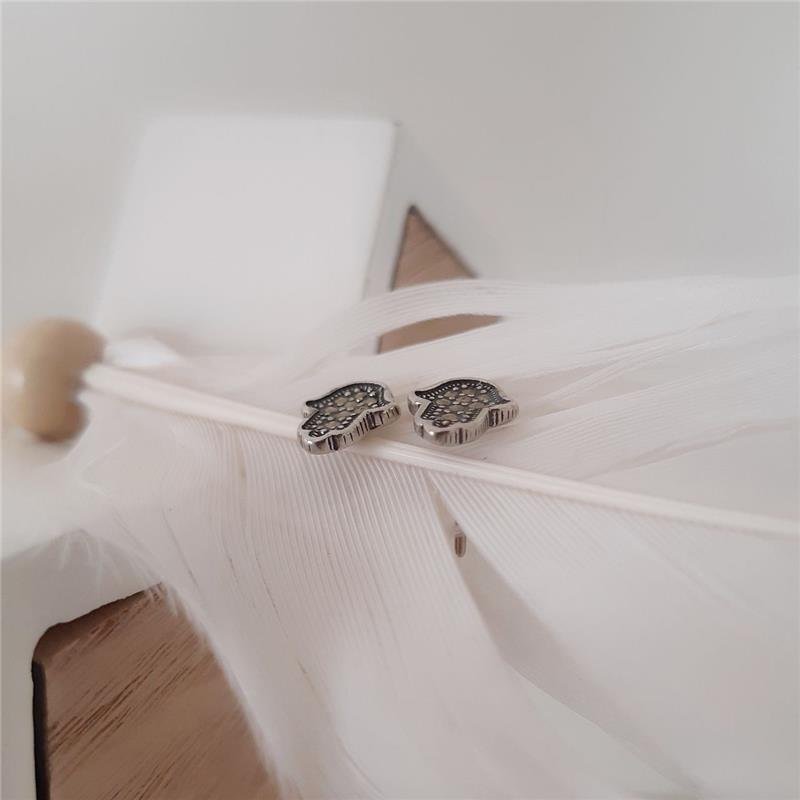 BRINCO PRATA 925 MÃO DE FÁTIMA COM PEDRA