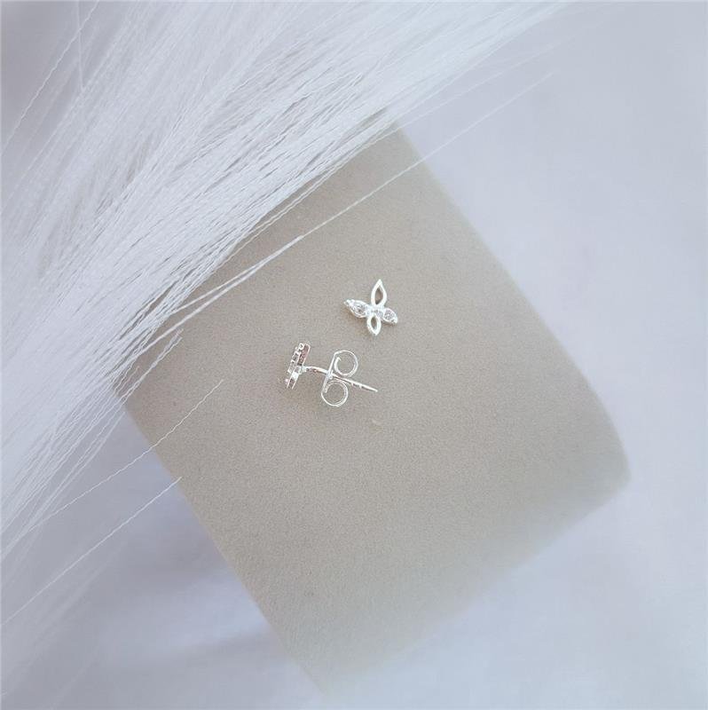 BRINCO PRATA 925 MINI BORBOLETA ZIRCONIAS