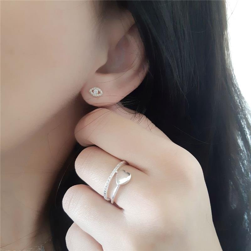 BRINCO PRATA 925 OLHO GREGO PEQUENO COM PEDRA