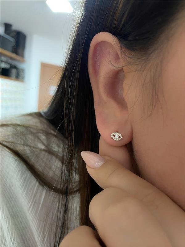 BRINCO PRATA 925 OLHO GREGO PEQUENO COM PEDRA