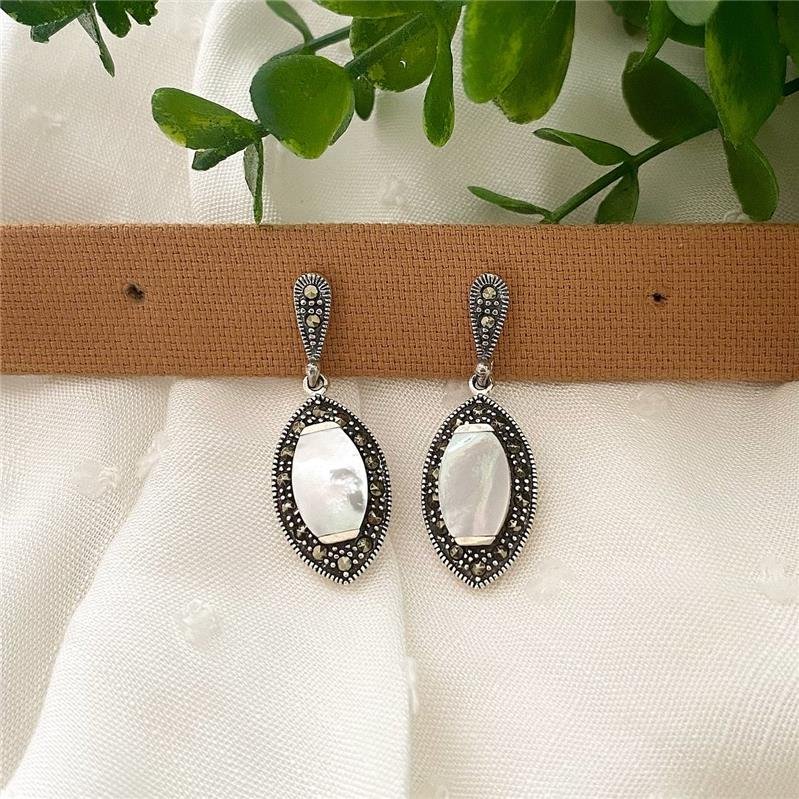 BRINCO PRATA 925 OLHO PENDURADO COM PEDRA NATURAL