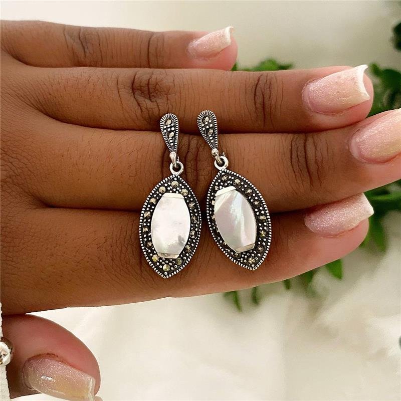 BRINCO PRATA 925 OLHO PENDURADO COM PEDRA NATURAL