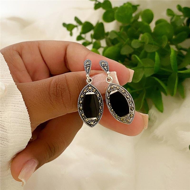 BRINCO PRATA 925 OLHO PENDURADO COM PEDRA NATURAL