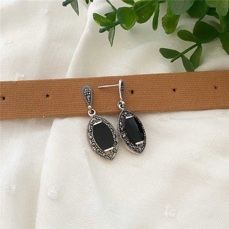 BRINCO PRATA 925 OLHO PENDURADO COM PEDRA NATURAL