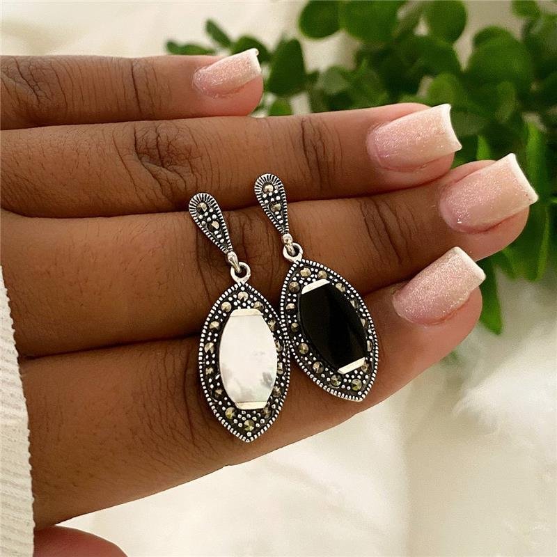 BRINCO PRATA 925 OLHO PENDURADO COM PEDRA NATURAL