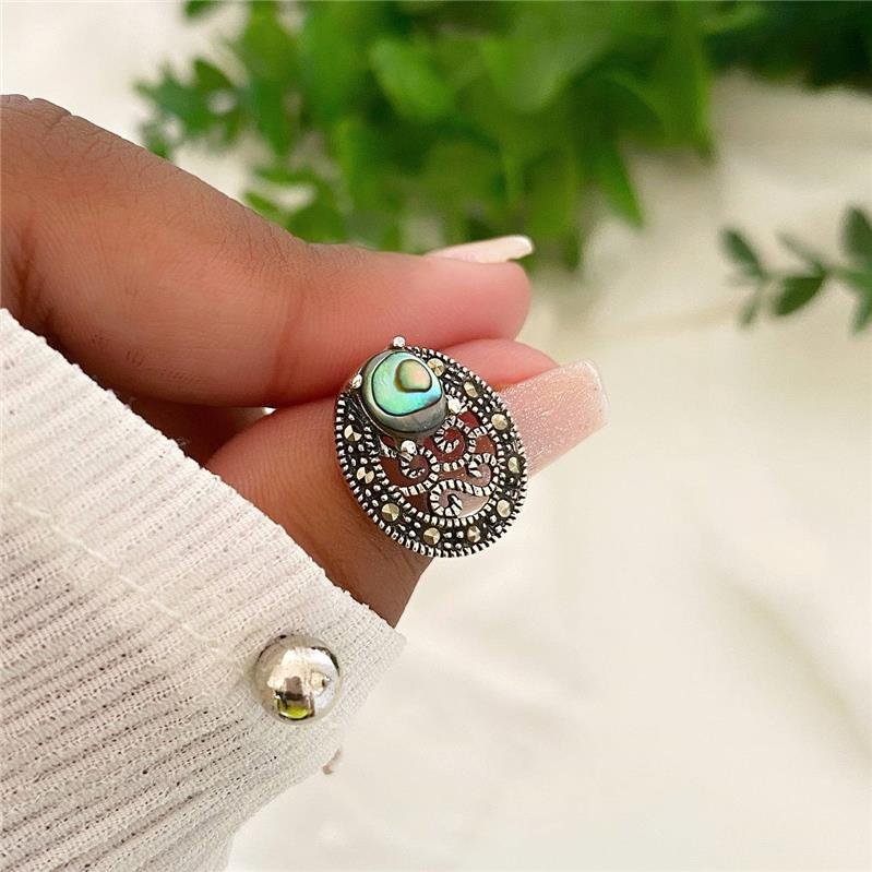 BRINCO PRATA 925 OVAL COM PEDRA NATURAL