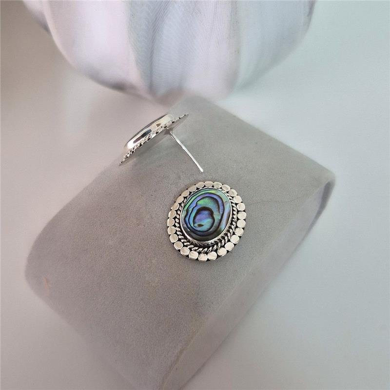 BRINCO PRATA 925 OVAL GRANDE ABALONE