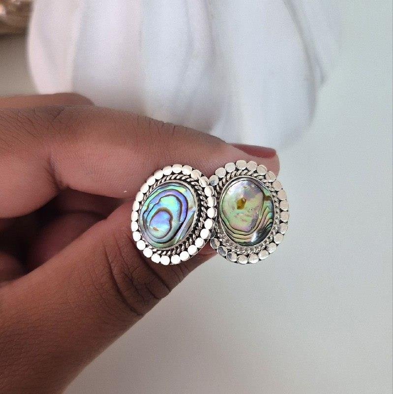 BRINCO PRATA 925 OVAL GRANDE ABALONE