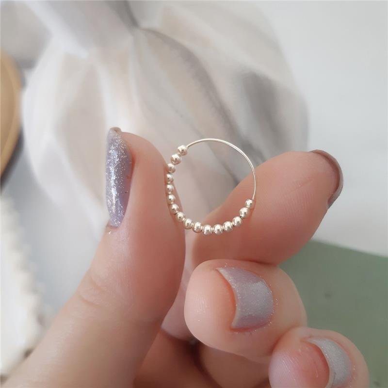 BRINCO PRATA 925 PAR ARGOLA BOLINHAS GRANDE