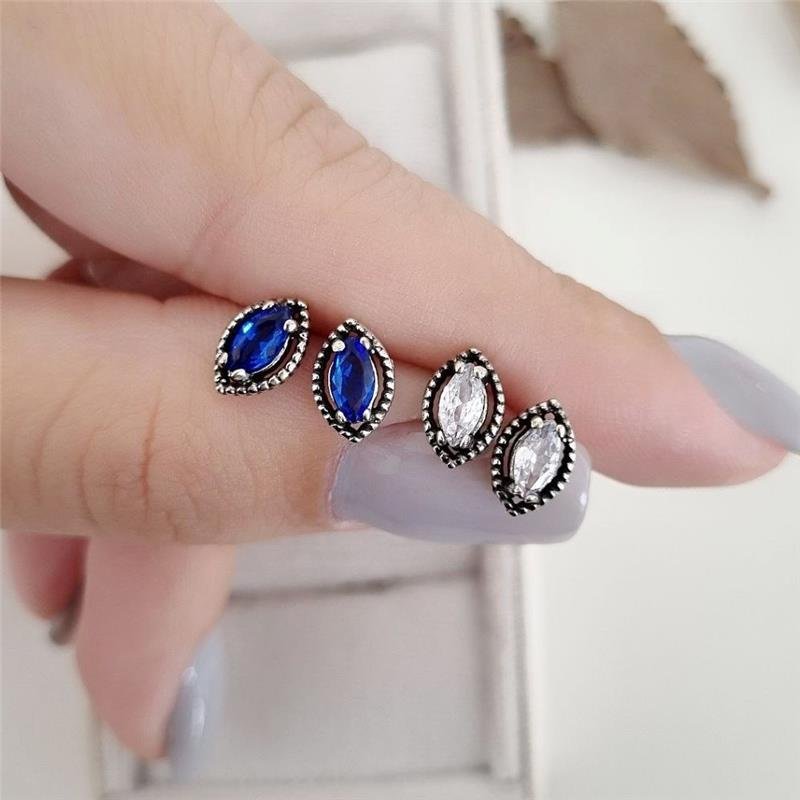 BRINCO PRATA 925 PEDRA NAVETE BORDA PONTILHADA