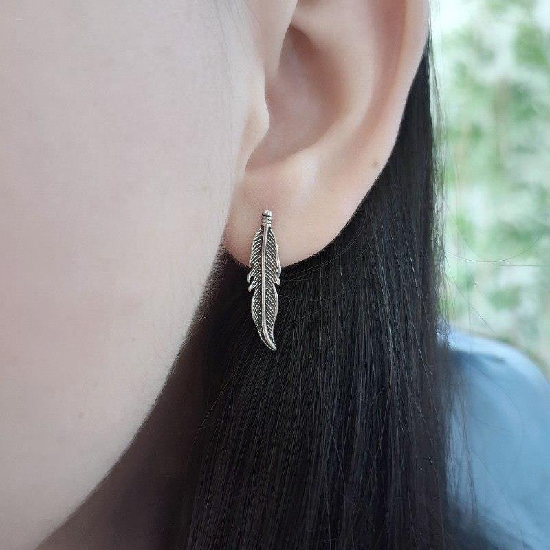 BRINCO PRATA 925 PENA TRABALHADA BALI MÉDIA