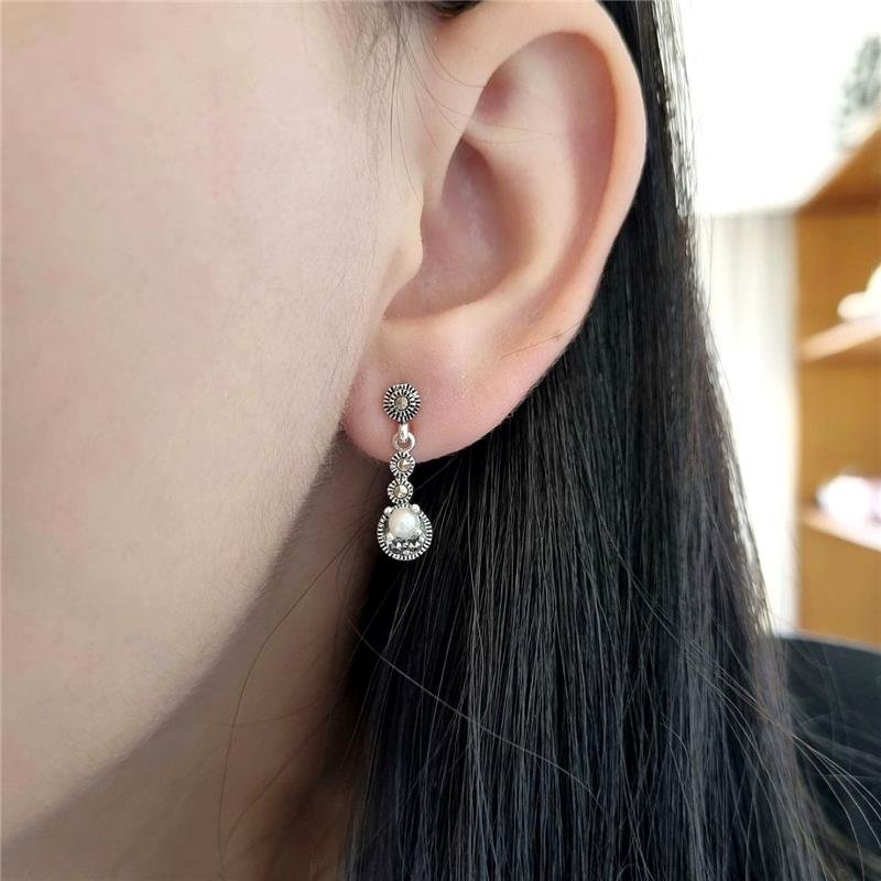 BRINCO PRATA 925 PENDURADO CÍRCULOS PÉROLA