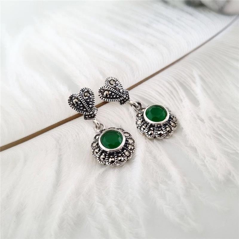 BRINCO PRATA 925 PENDURADO FLOR COM PEDRA