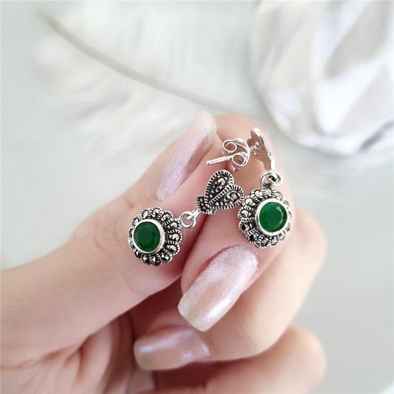 BRINCO PRATA 925 PENDURADO FLOR COM PEDRA