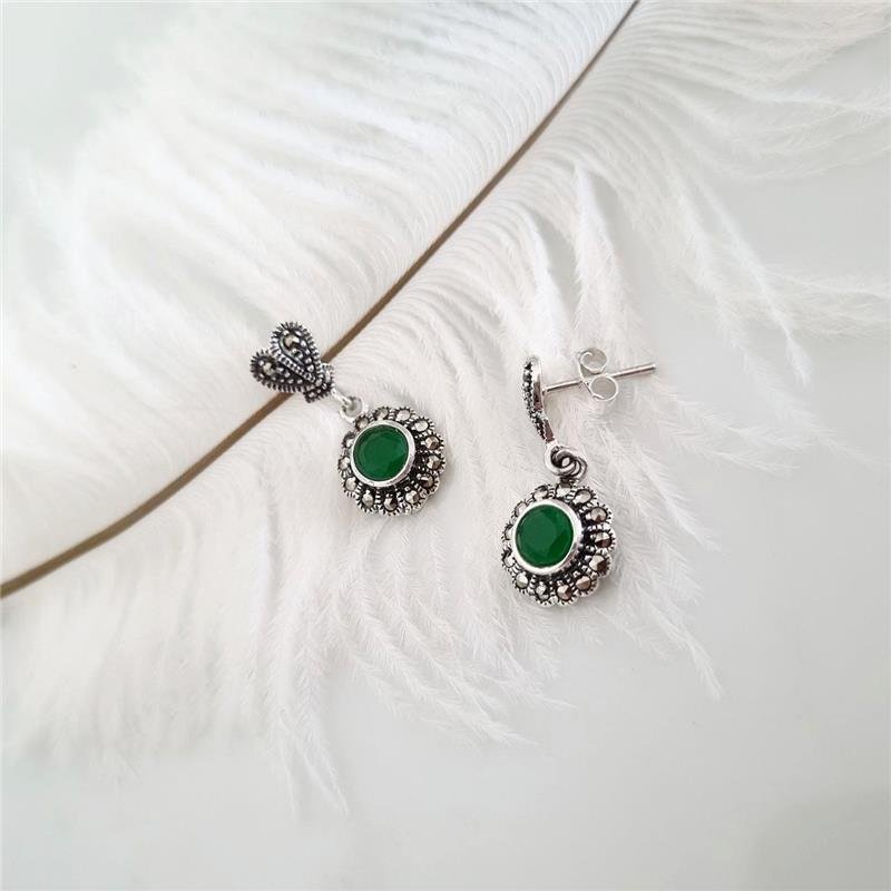 BRINCO PRATA 925 PENDURADO FLOR COM PEDRA