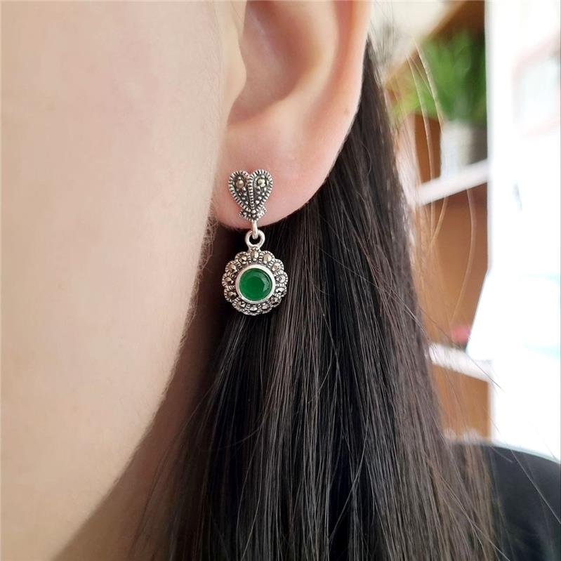 BRINCO PRATA 925 PENDURADO FLOR COM PEDRA