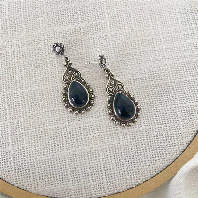 BRINCO PRATA 925 PENDURADO GOTA PEDRA NATURAL