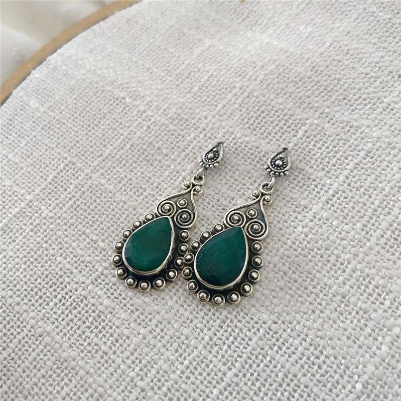 BRINCO PRATA 925 PENDURADO GOTA PEDRA NATURAL