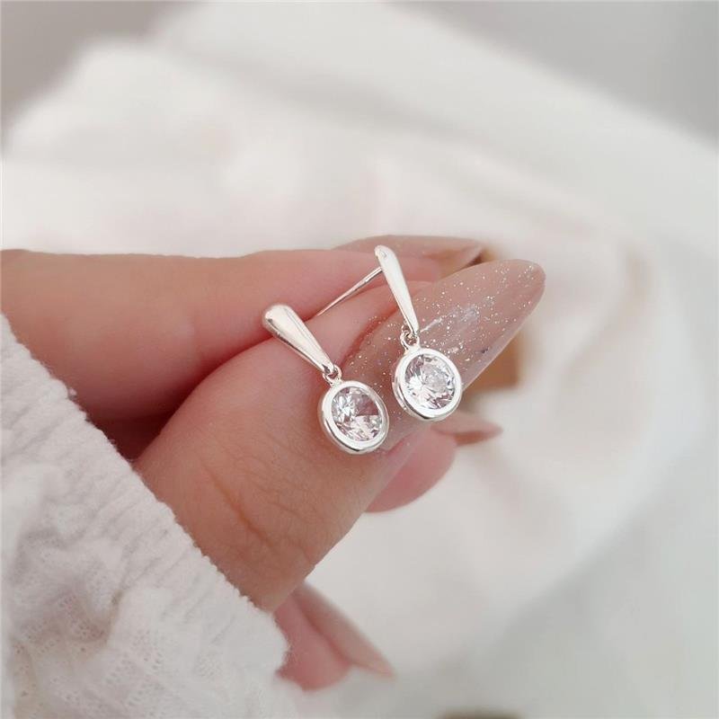 BRINCO PRATA 925 PENDURADO BARRA PEDRA REDONDA