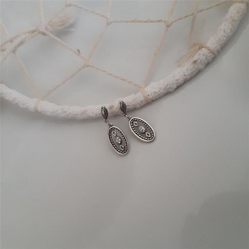 BRINCO PRATA 925 PENDURADO OVAL TRABALHADO