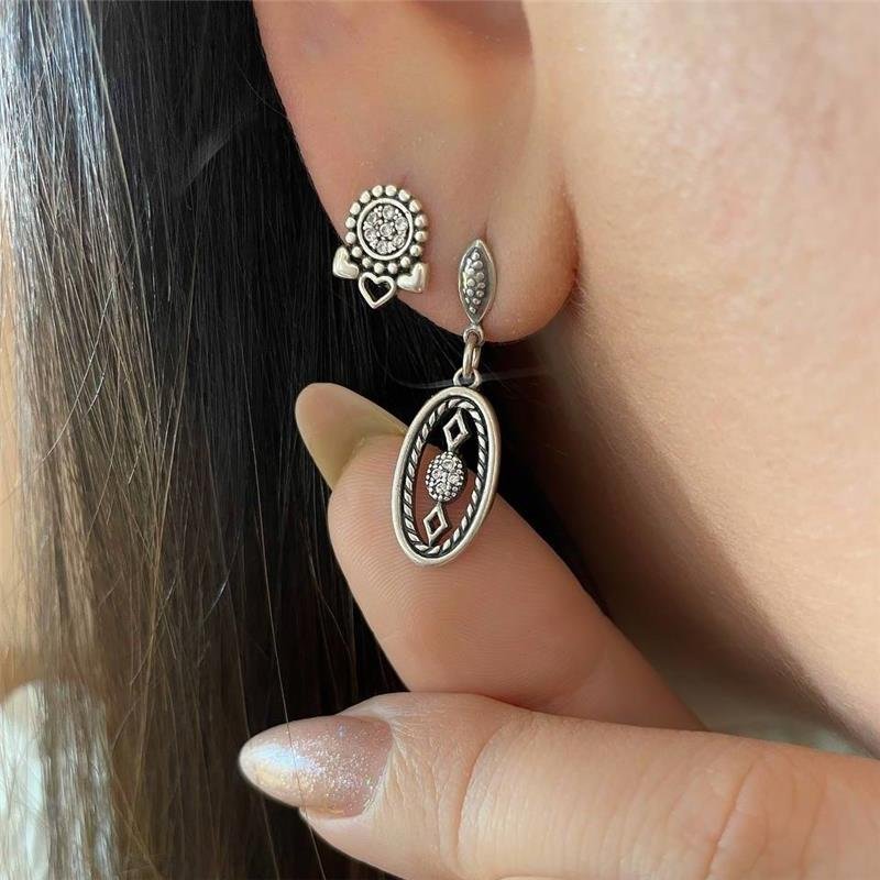 BRINCO PRATA 925 PENDURADO OVAL TRABALHADO