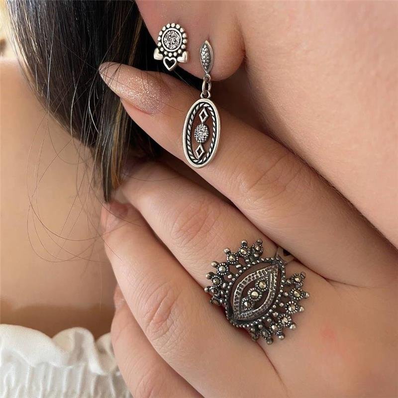 BRINCO PRATA 925 PENDURADO OVAL TRABALHADO