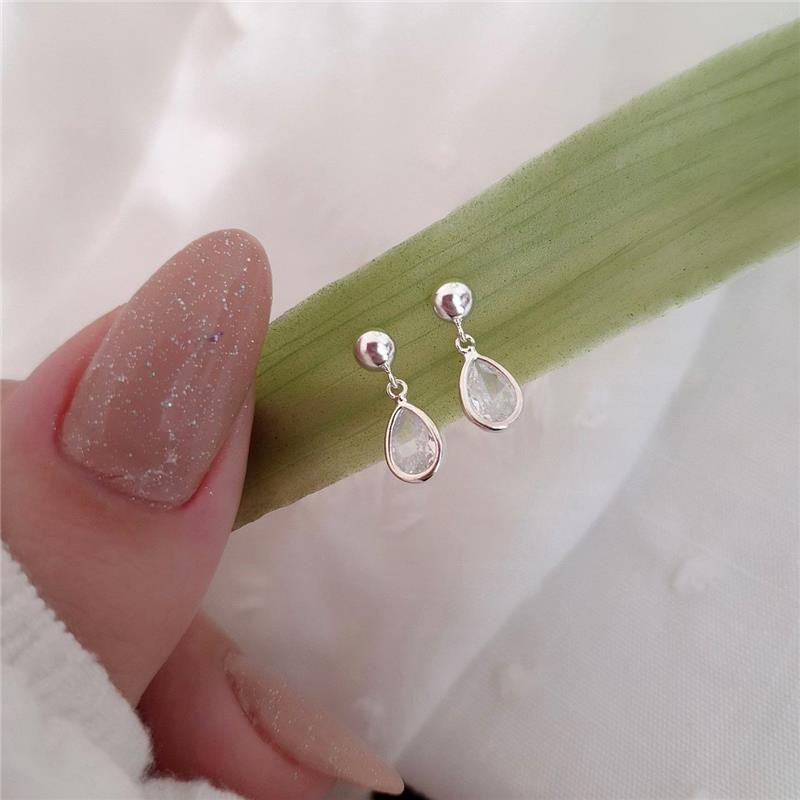 BRINCO PRATA 925 PENDURADO PEDRA GOTA