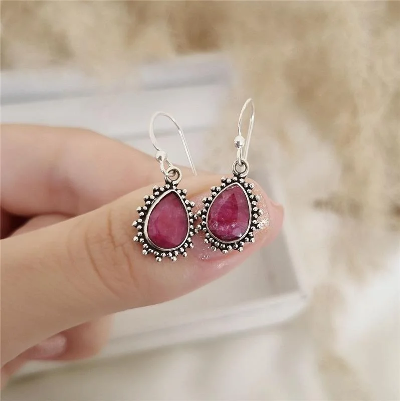 BRINCO PRATA 925 PENDURADO PEDRA NATURAL GOTA