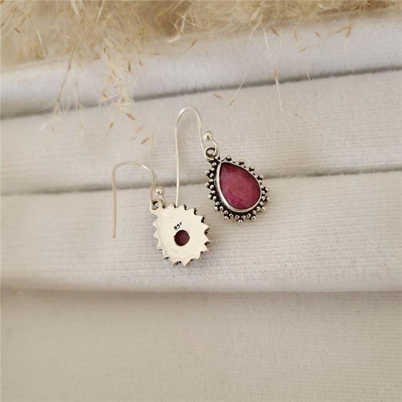 BRINCO PRATA 925 PENDURADO PEDRA NATURAL GOTA