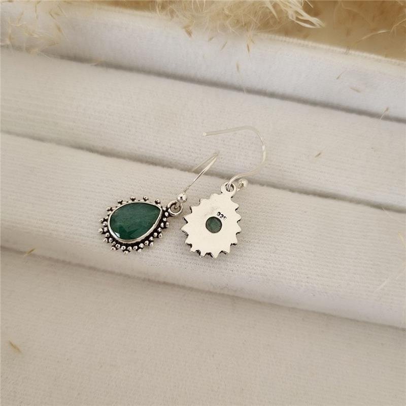 BRINCO PRATA 925 PENDURADO PEDRA NATURAL GOTA