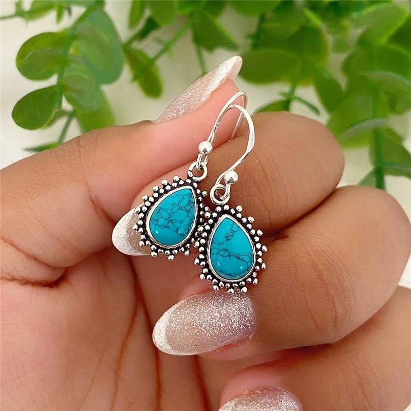 BRINCO PRATA 925 PENDURADO PEDRA NATURAL GOTA