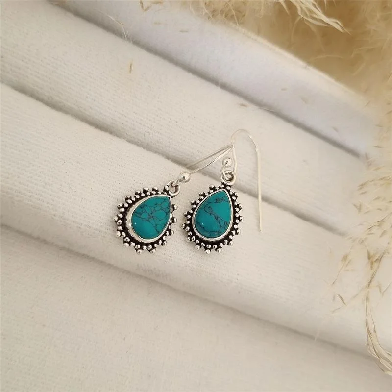 BRINCO PRATA 925 PENDURADO PEDRA NATURAL GOTA