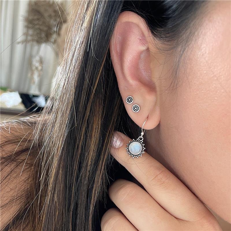 BRINCO PRATA 925 PENDURADO SOL PEDRA NATURAL