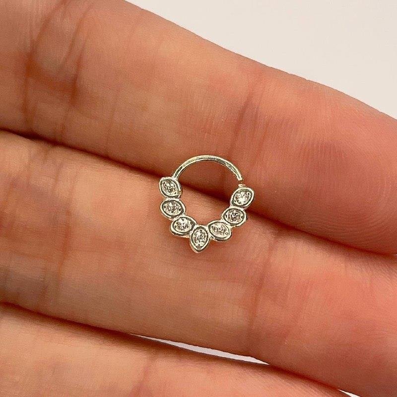 BRINCO PRATA 925 PIERCING BOLINHAS COM ZIRCÔNIA CRAVEJADA