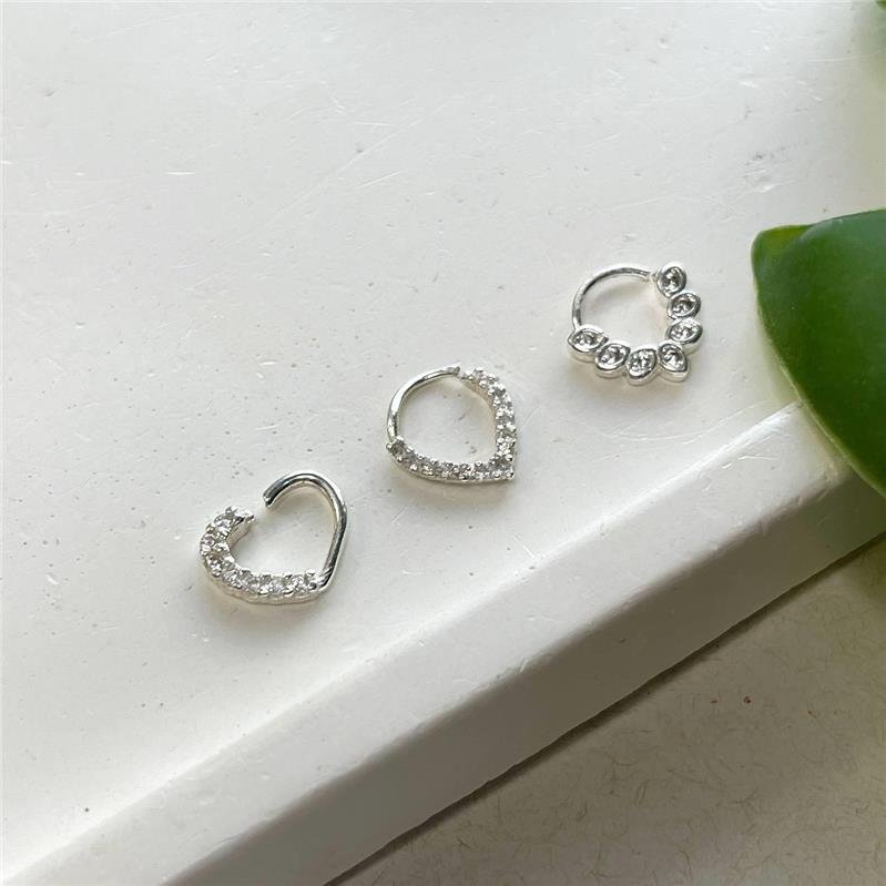 BRINCO PRATA 925 PIERCING BOLINHAS COM ZIRCÔNIA CRAVEJADA