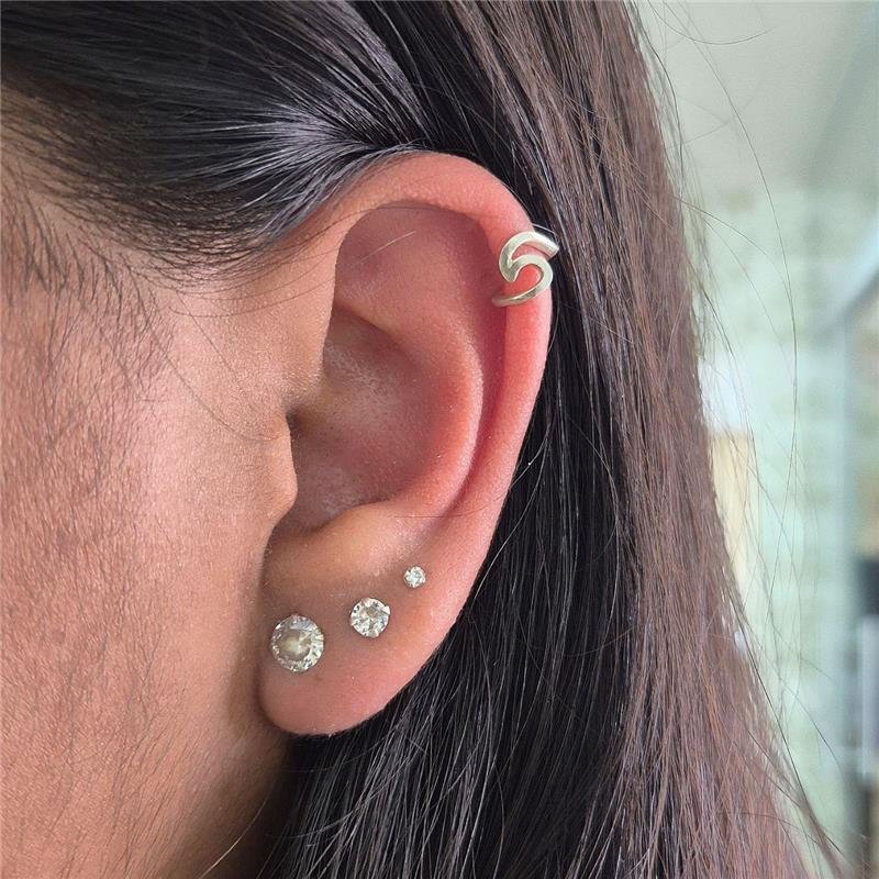 BRINCO PRATA 925 PIERCING FAKE ONDA