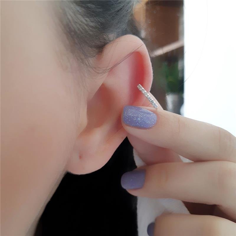 BRINCO PRATA 925 PIERCING PARA ORELHA COM PEDRA