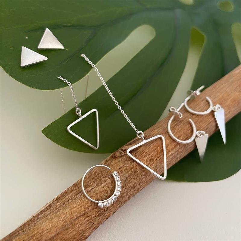 BRINCO PRATA 925 PIERCING PARA ORELHA COM PEDRA