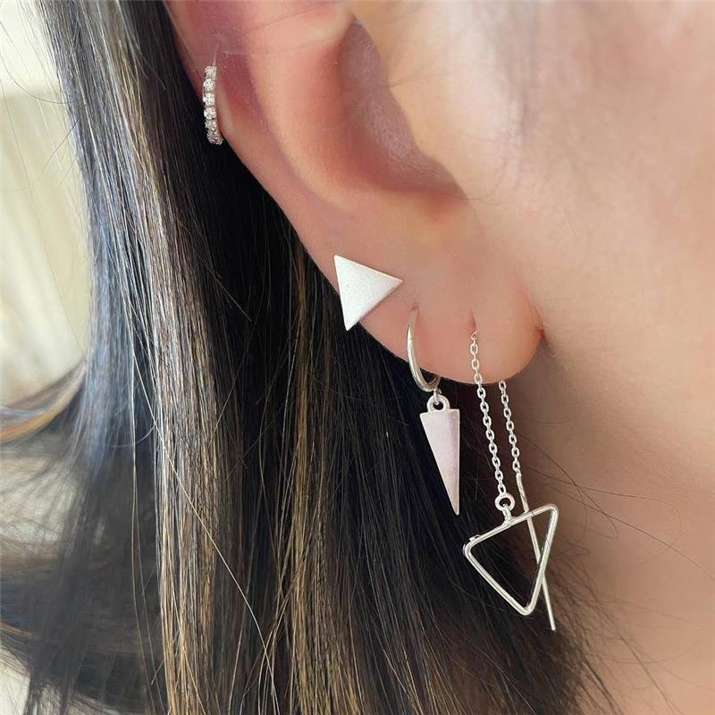 BRINCO PRATA 925 PIERCING PARA ORELHA COM PEDRA