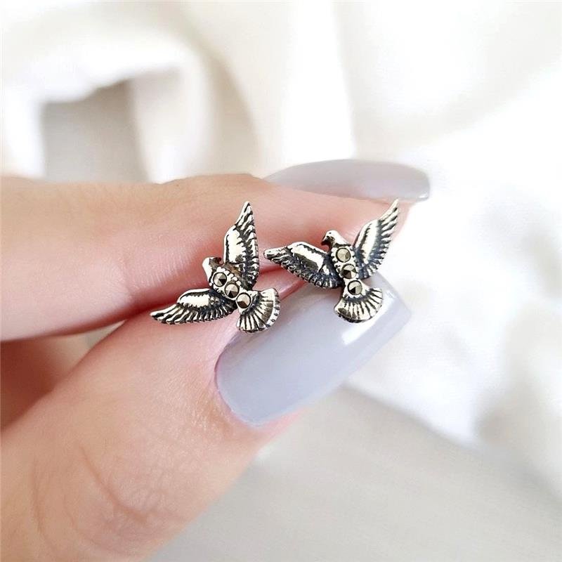 BRINCO PRATA 925 POMBA ESPIRITO SANTO CRAVEJADO