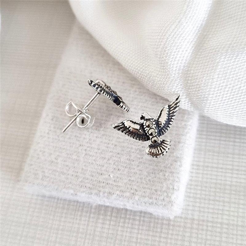 BRINCO PRATA 925 POMBA ESPIRITO SANTO CRAVEJADO