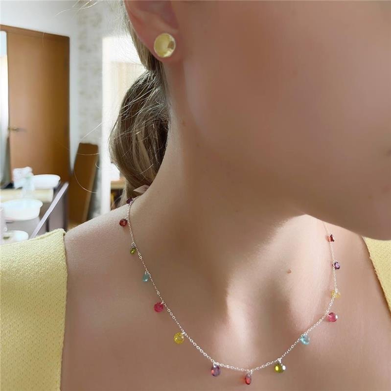 BRINCO PRATA 925 PONTO LUZ COLORIDO