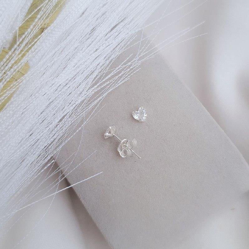 BRINCO PRATA 925 PONTO LUZ CORAÇÃO 4 MM